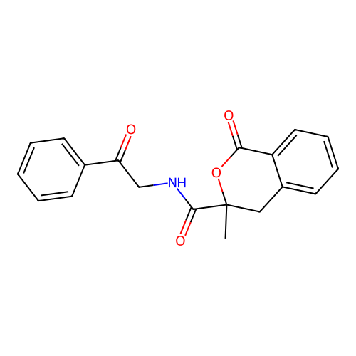 3-methyl-1-oxo-N-phenacyl-4H-isochromene-3-carboxamide structure