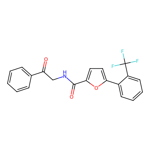 N-(2-oxo-2-phenylethyl)-5-[2-(trifluoromethyl)phenyl]furan-2-carboxamide structure