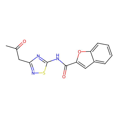 N-[3-(2-oxopropyl)-1,2,4-thiadiazol-5-yl]-1-benzofuran-2-carboxamide structure