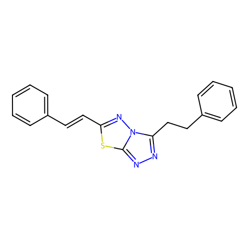 3-phenethyl-6-[(E)-2-phenylethenyl]-[1,2,4]triazolo[3,4-b][1,3,4]thiadiazole structure