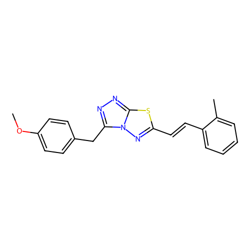 3-[(4-methoxyphenyl)methyl]-6-[(E)-2-(2-methylphenyl)ethenyl]-[1,2,4]triazolo[3,4-b][1,3,4]thiadiazole structure
