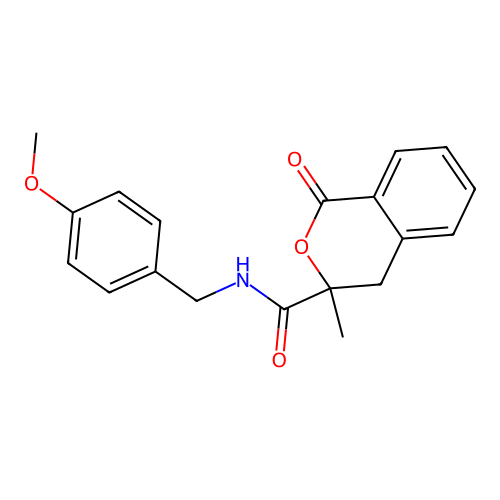 N-[(4-methoxyphenyl)methyl]-3-methyl-1-oxo-4H-isochromene-3-carboxamide structure