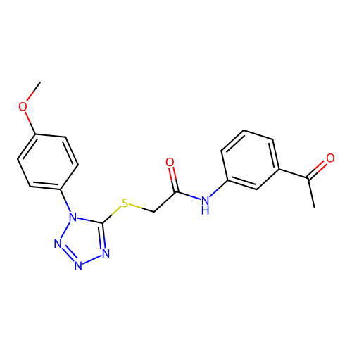 N-(3-acetylphenyl)-2-[1-(4-methoxyphenyl)tetrazol-5-yl]sulfanylacetamide structure