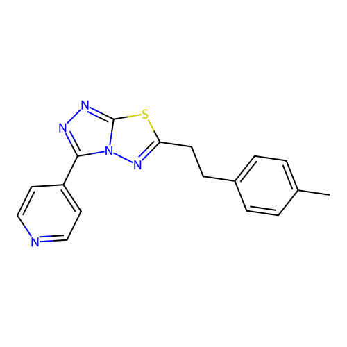 6-[2-(4-methylphenyl)ethyl]-3-pyridin-4-yl-[1,2,4]triazolo[3,4-b][1,3,4]thiadiazole structure
