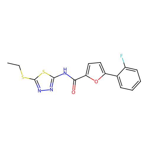 N-(5-ethylsulfanyl-1,3,4-thiadiazol-2-yl)-5-(2-fluorophenyl)furan-2-carboxamide structure