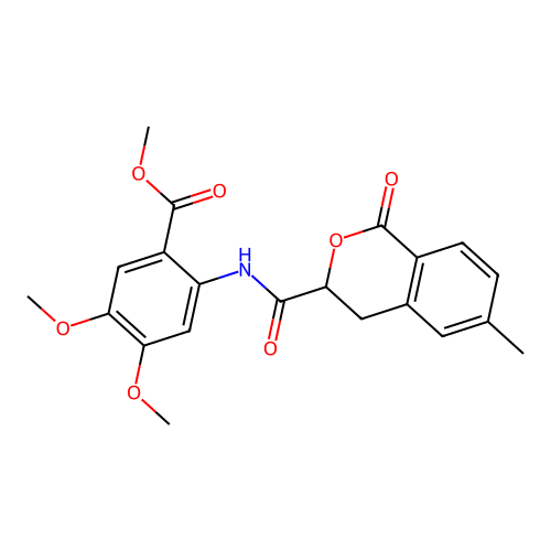 Methyl 4,5-dimethoxy-2-[(6-methyl-1-oxoisochroman-3-yl)carbonylamino]benzoate structure