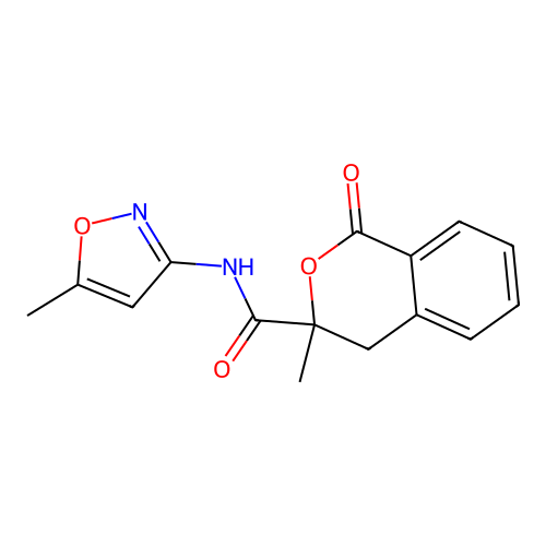 3-methyl-N-(5-methylisoxazol-3-yl)-1-oxoisochroman-3-carboxamide structure