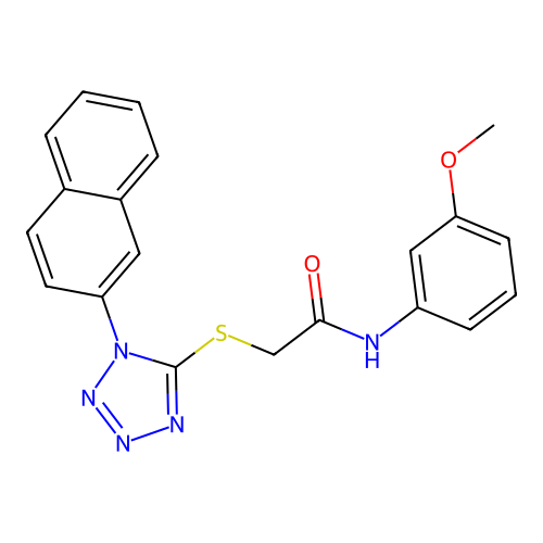 N-(3-methoxyphenyl)-2-(1-naphthalen-2-yltetrazol-5-yl)sulfanylacetamide structure