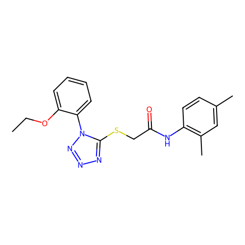 N-(2,4-dimethylphenyl)-2-[1-(2-ethoxyphenyl)tetrazol-5-yl]sulfanylacetamide structure