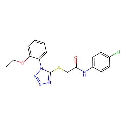 N-(4-chlorophenyl)-2-[1-(2-ethoxyphenyl)tetrazol-5-yl]sulfanylacetamide structure