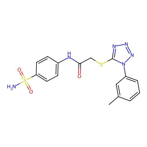 2-[1-(3-methylphenyl)tetrazol-5-yl]sulfanyl-N-(4-sulfamoylphenyl)acetamide structure