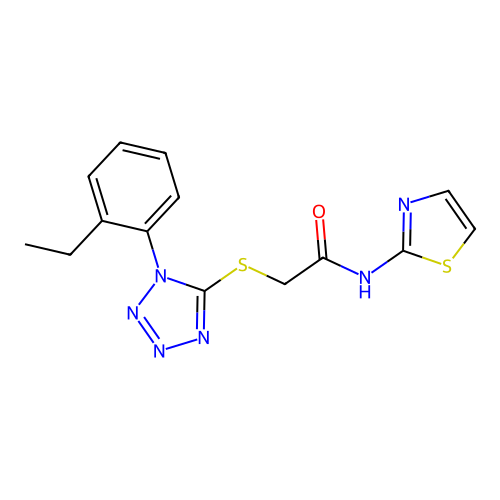 2-((1-(2-ethylphenyl)-1H-tetrazol-5-yl)thio)-N-(thiazol-2-yl)acetamide structure