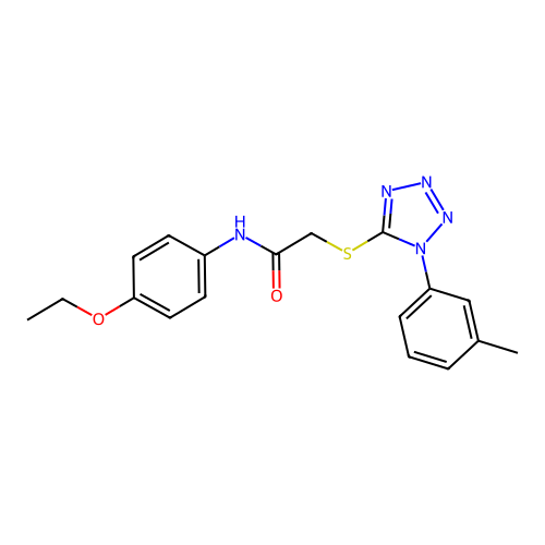 N-(4-ethoxyphenyl)-2-[1-(3-methylphenyl)tetrazol-5-yl]sulfanylacetamide structure