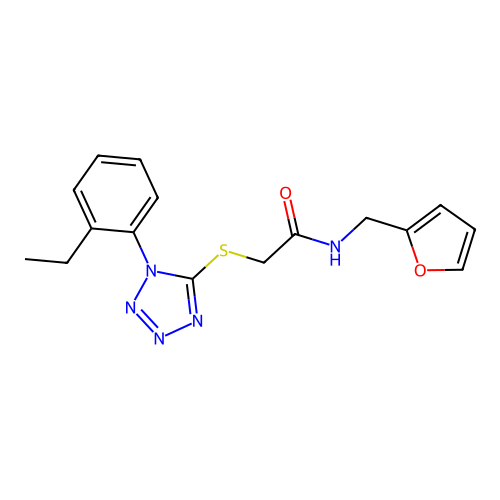 2-[1-(2-ethylphenyl)tetrazol-5-yl]sulfanyl-N-(furan-2-ylmethyl)acetamide structure