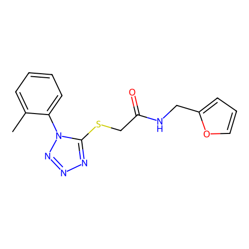 N-(furan-2-ylmethyl)-2-[1-(2-methylphenyl)tetrazol-5-yl]sulfanylacetamide structure