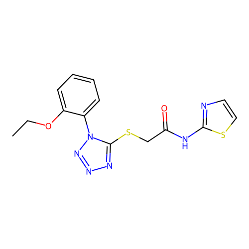 2-((1-(2-ethoxyphenyl)-1H-tetrazol-5-yl)thio)-N-(thiazol-2-yl)acetamide structure