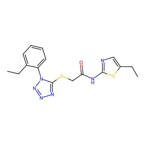 2-((1-(2-ethylphenyl)-1H-tetrazol-5-yl)thio)-N-(5-ethylthiazol-2-yl)acetamide structure