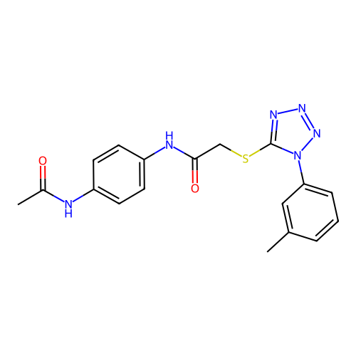 N-(4-acetamidophenyl)-2-[1-(3-methylphenyl)tetrazol-5-yl]sulfanylacetamide structure
