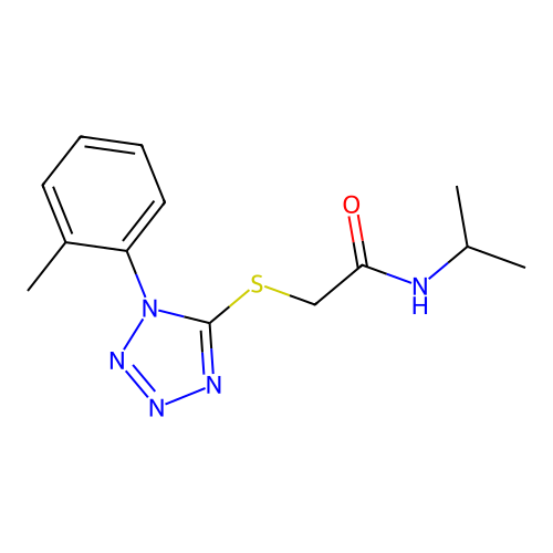 2-{[1-(2-methylphenyl)-1H-tetrazol-5-yl]sulfanyl}-N-(propan-2-yl)acetamide structure