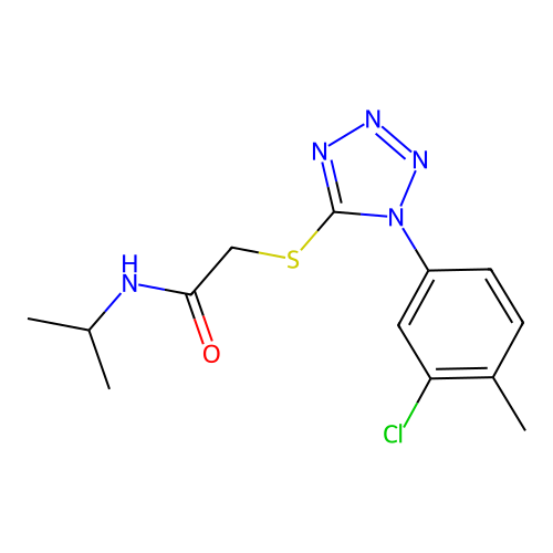 2-[1-(3-chloro-4-methylphenyl)tetrazol-5-yl]sulfanyl-N-propan-2-ylacetamide structure