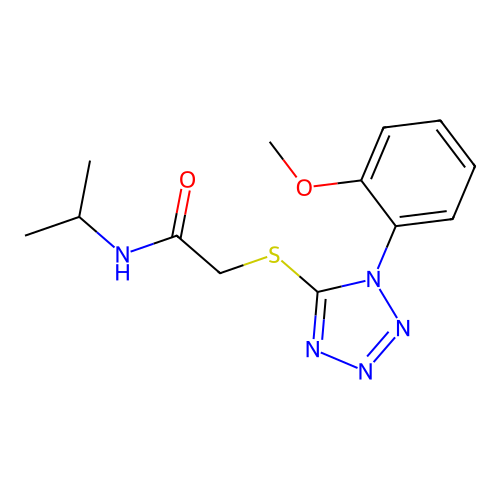 2-{[1-(2-methoxyphenyl)-1H-tetrazol-5-yl]sulfanyl}-N-(propan-2-yl)acetamide structure