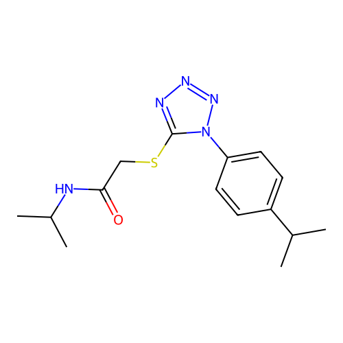 N-propan-2-yl-2-[1-(4-propan-2-ylphenyl)tetrazol-5-yl]sulfanylacetamide structure