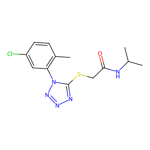 2-[1-(5-chloro-2-methylphenyl)tetrazol-5-yl]sulfanyl-N-propan-2-ylacetamide structure