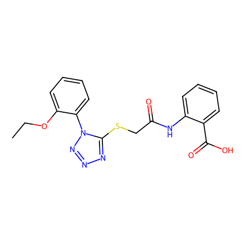 2-[[2-[1-(2-Ethoxyphenyl)tetrazol-5-yl]sulfanylacetyl]amino]benzoic acid structure