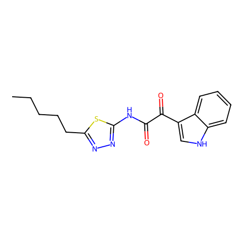 2-(1H-indol-3-yl)-2-oxo-N-(5-pentyl-1,3,4-thiadiazol-2-yl)acetamide structure