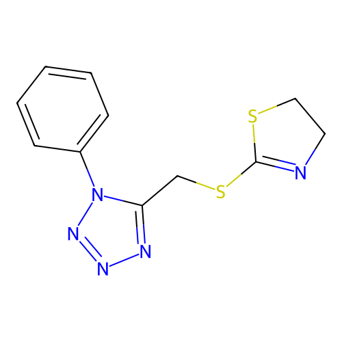 Thiazole, 4,5-dihydro-2-[[(1-phenyl-1H-1,2,3,4-tetrazol-5-yl)methyl]thio]- structure
