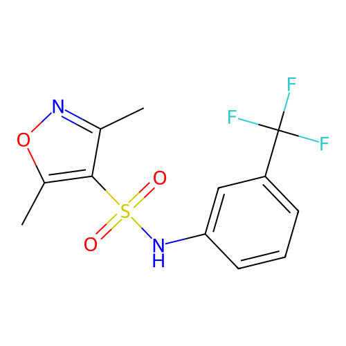 3,5-dimethyl-N-[3-(trifluoromethyl)phenyl]-1,2-oxazole-4-sulfonamide structure