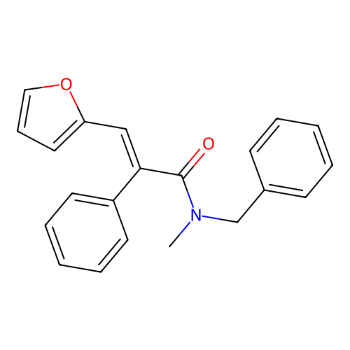 (2E)-N-benzyl-3-(furan-2-yl)-N-methyl-2-phenylprop-2-enamide structure