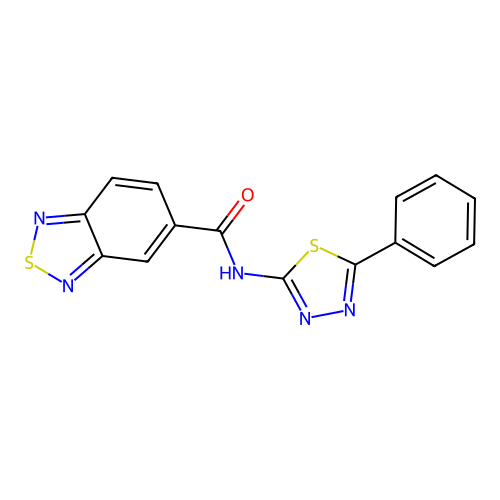 N-(5-phenyl-1,3,4-thiadiazol-2-yl)-2,1,3-benzothiadiazole-5-carboxamide structure
