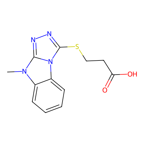 3-[(9-Methyl-9H-[1,2,4]triazolo[4,3-a]-benzimidazol-3-yl)thio]propanoic acid structure