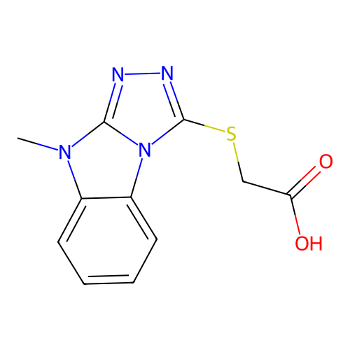 [(9-Methyl-9H-[1,2,4]triazolo[4,3-a]benzimidazol-3-yl)thio]acetic acid structure