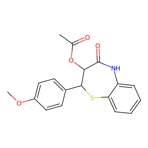 Benzo[b][1,4]thiazepin-4(5H)-one, 2,3-dihydro-3-acetoxy-2-(4-methoxyphenyl)- structure