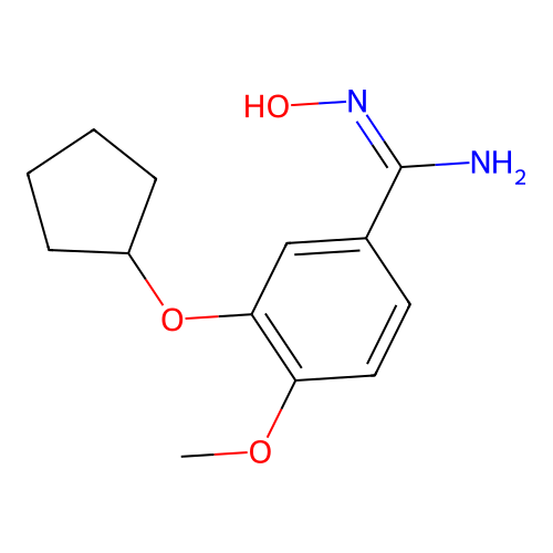 3-cyclopentyloxy-N'-hydroxy-4-methoxybenzenecarboximidamide structure
