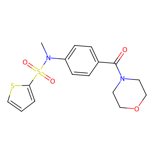 N-methyl-N-[4-(morpholine-4-carbonyl)phenyl]thiophene-2-sulfonamide structure