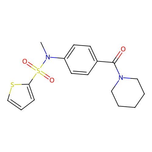 N-methyl-N-[4-(piperidine-1-carbonyl)phenyl]thiophene-2-sulfonamide structure
