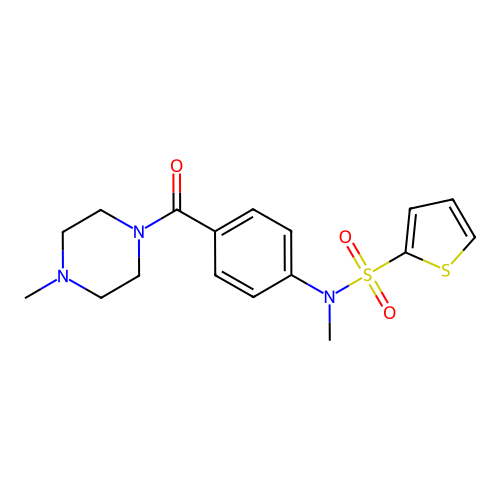 N-methyl-N-[4-(4-methylpiperazine-1-carbonyl)phenyl]thiophene-2-sulfonamide structure