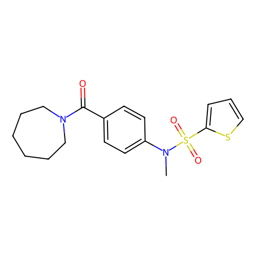 N-[4-(azepane-1-carbonyl)phenyl]-N-methylthiophene-2-sulfonamide structure