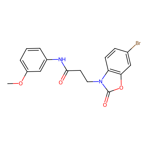 3-(6-bromo-2-oxo-1,3-benzoxazol-3-yl)-N-(3-methoxyphenyl)propanamide structure