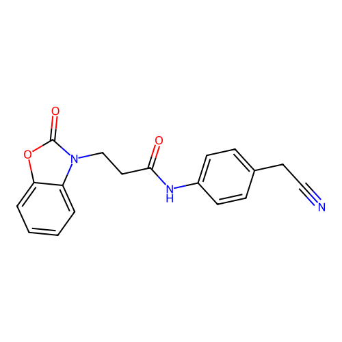 N-[4-(cyanomethyl)phenyl]-3-(2-oxo-1,3-benzoxazol-3-yl)propanamide structure