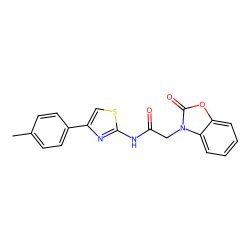N-[4-(4-methylphenyl)-1,3-thiazol-2-yl]-2-(2-oxo-1,3-benzoxazol-3-yl)acetamide structure