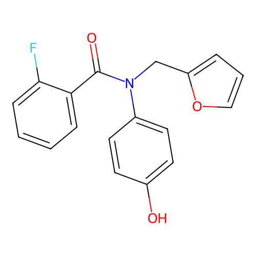 2-fluoro-N-(furan-2-ylmethyl)-N-(4-hydroxyphenyl)benzamide structure