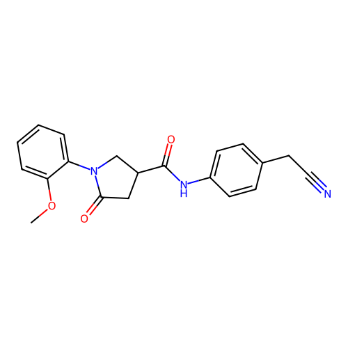 N-[4-(cyanomethyl)phenyl]-1-(2-methoxyphenyl)-5-oxopyrrolidine-3-carboxamide structure