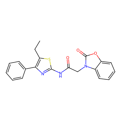 N-(5-ethyl-4-phenyl-1,3-thiazol-2-yl)-2-(2-oxo-1,3-benzoxazol-3-yl)acetamide structure