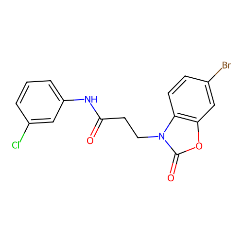 3-(6-bromo-2-oxo-1,3-benzoxazol-3-yl)-N-(3-chlorophenyl)propanamide structure