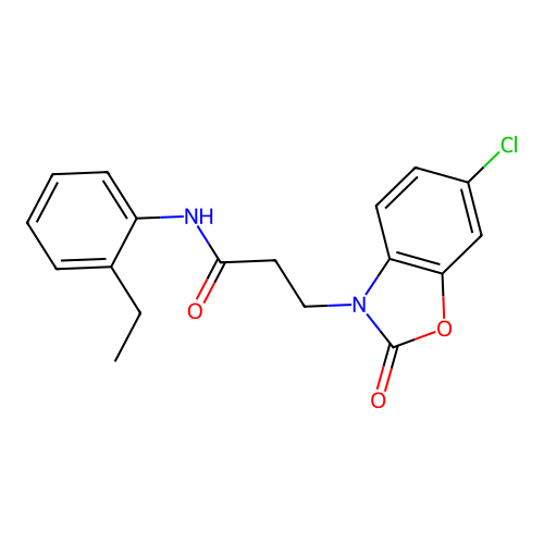 3-(6-chloro-2-oxo-1,3-benzoxazol-3-yl)-N-(2-ethylphenyl)propanamide structure