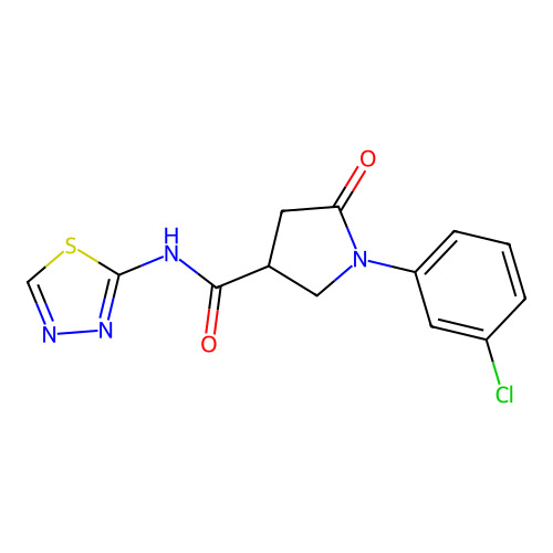 1-(3-chlorophenyl)-5-oxo-N-(1,3,4-thiadiazol-2-yl)pyrrolidine-3-carboxamide structure